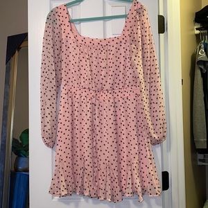 Square Neck Pink and Black Heart Dress